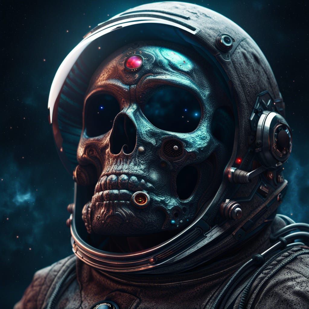 Gothic Skull Cosmonaut in Noir Style