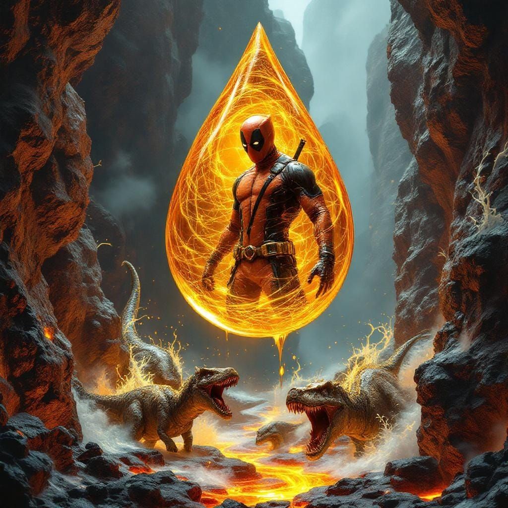Deadpool in Amber Droplet over Dinosaur Canyon