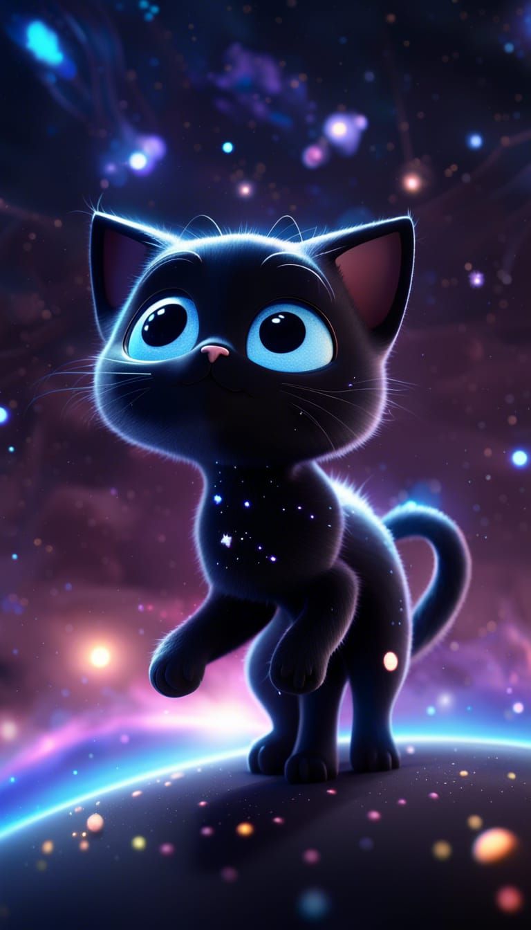 Galactic Kitten: Adorable Pixar-Style 3D Render