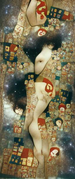 Woman in Space: Surreal Anime Art Nouveau Fusion