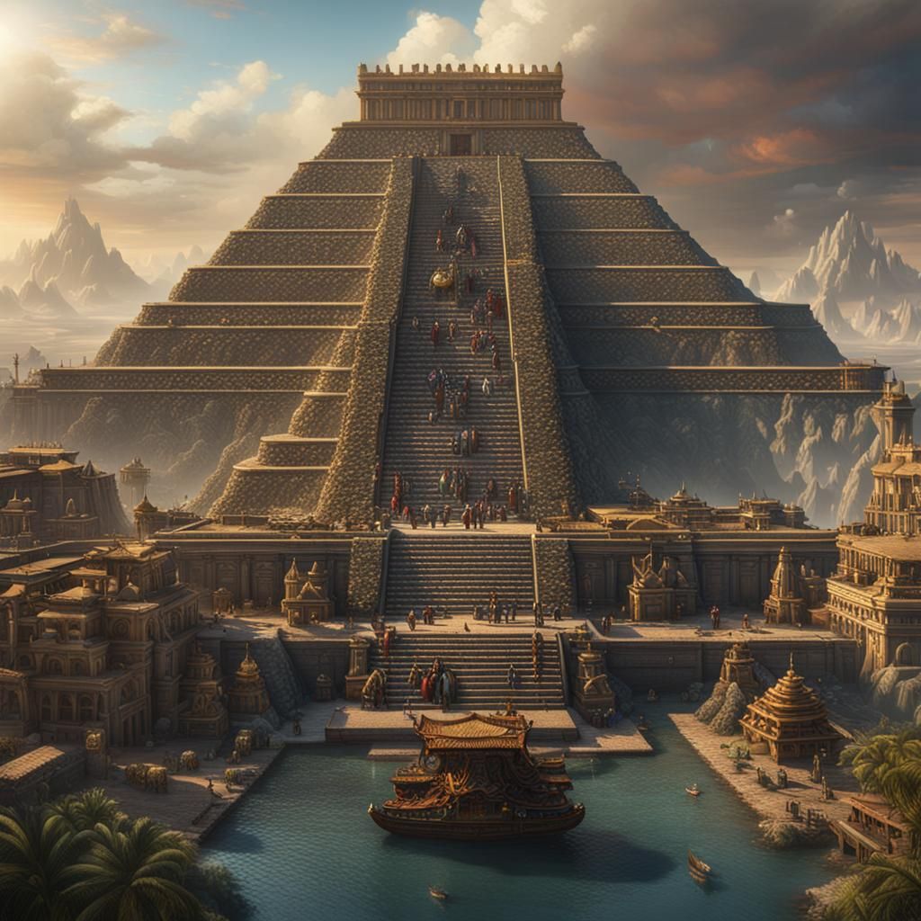 Tenochtitlan: Detailed Matte Painting in Deep Color