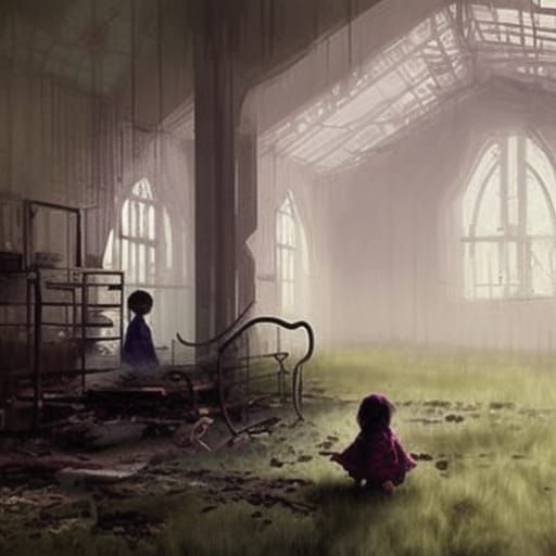 Ghostly Mother and Daughter in Abandoned Nursery