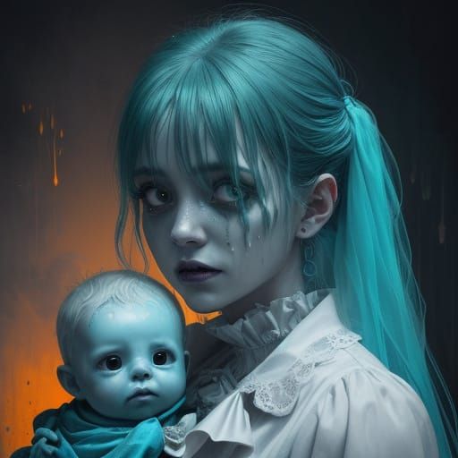 Ethereal Boy and Ghostly Companion in Surrealism