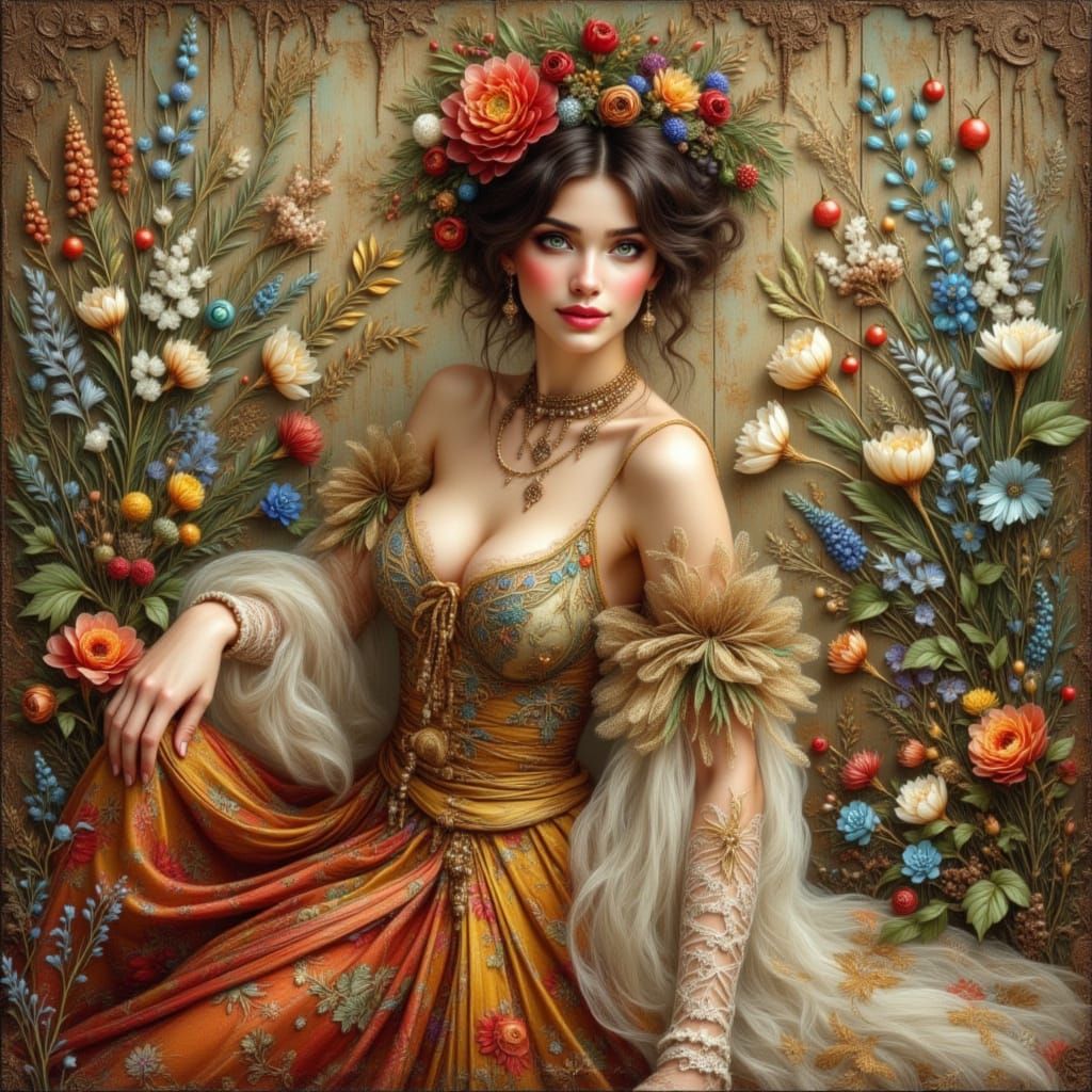 Elegant Woman in Art Nouveau Style