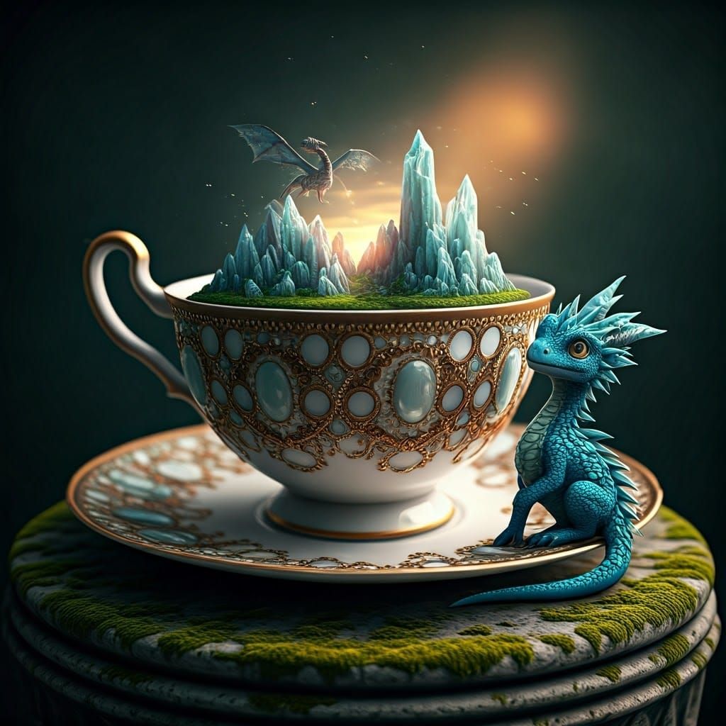 Mystical Dragon Teacup Fantasy Realm