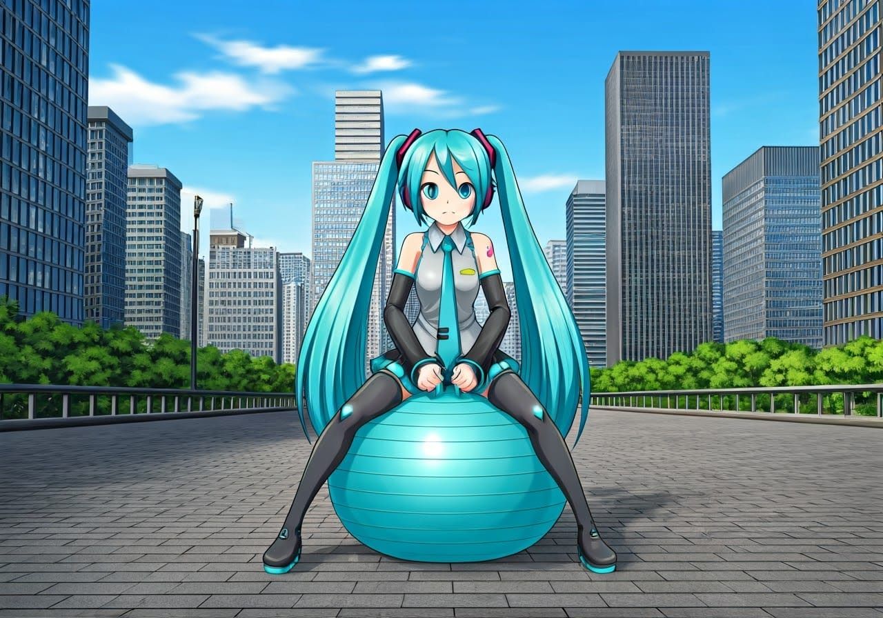 Hatsune Miku in Vibrant Urban Bounce
