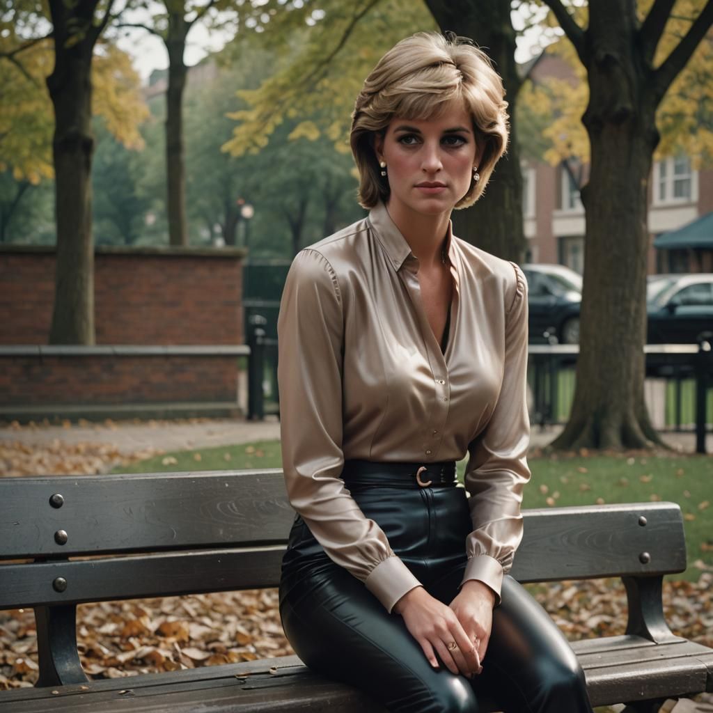 Princess Diana in Leather Leggings: Realistic Cinematic Port...