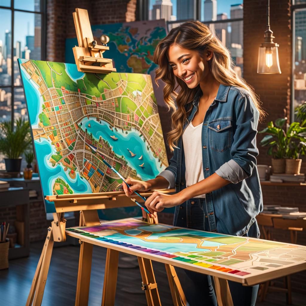 Cartographer Kate finishes her hand made 3D map of New York