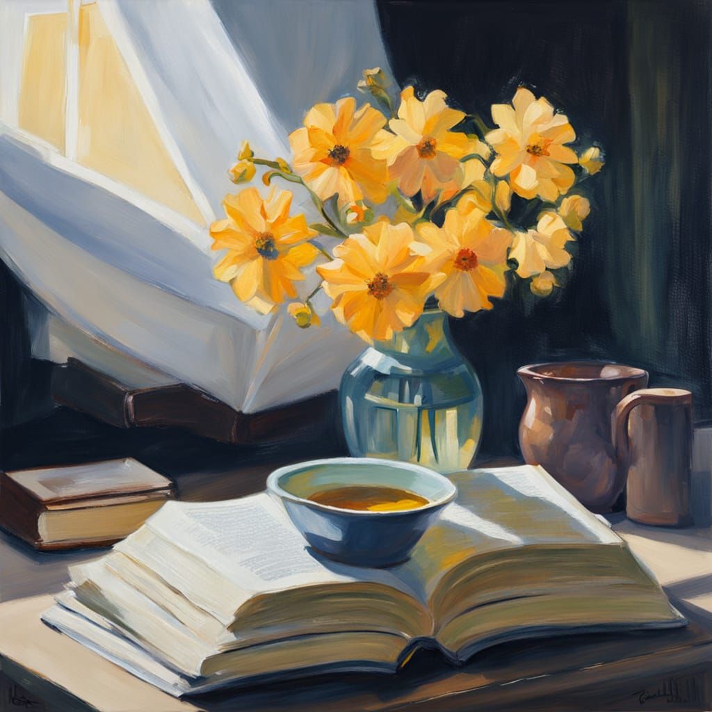 Classical Realism Oil Painting of a Book in Soft Light