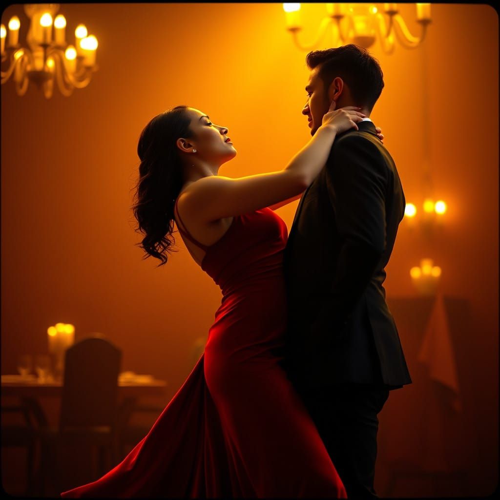 Tango Passion Unveiled: Argentine Dancers Amidst Golden Hues