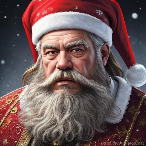 Hyperrealistic Santa Claus in Winter Wonderland