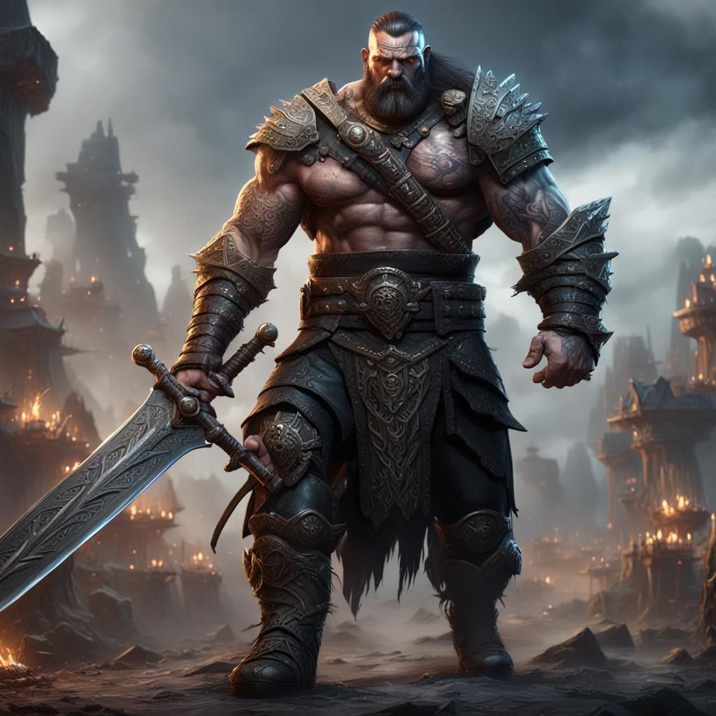Goliath Barbarian with Sword: Fantasy Concept Art