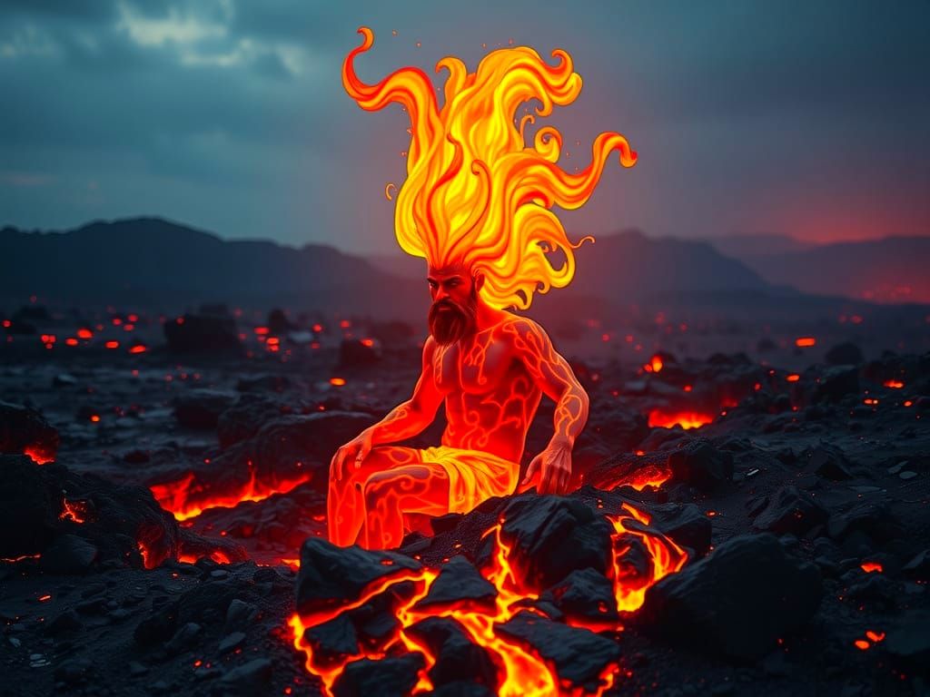 Volcanic Landscape with Vulcan in HD Photo Realism