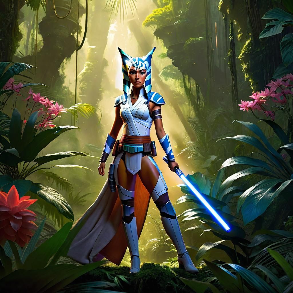 Ahsoka in Jungle with Lightsaber