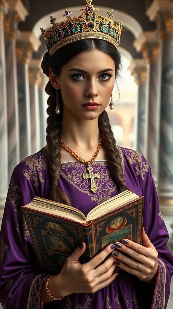 Majestic Byzantine Noblewoman in Regal Attire