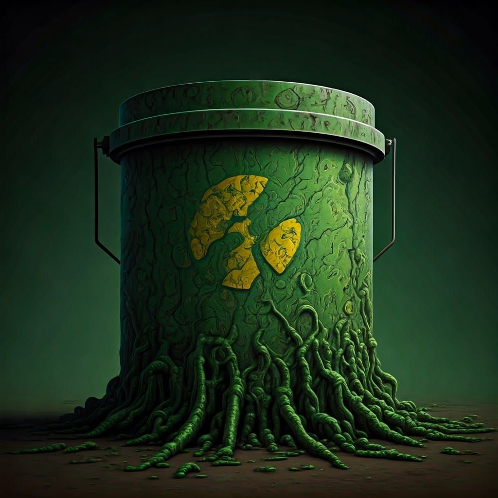Psychedelic Nuclear Bucket in Green, Surreal Art