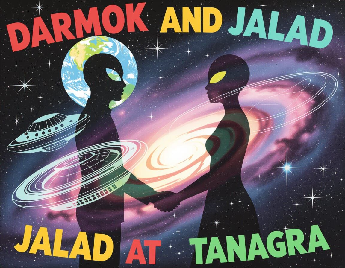 Sci-Fi Galaxy Handclasp in Mixed Media Collage