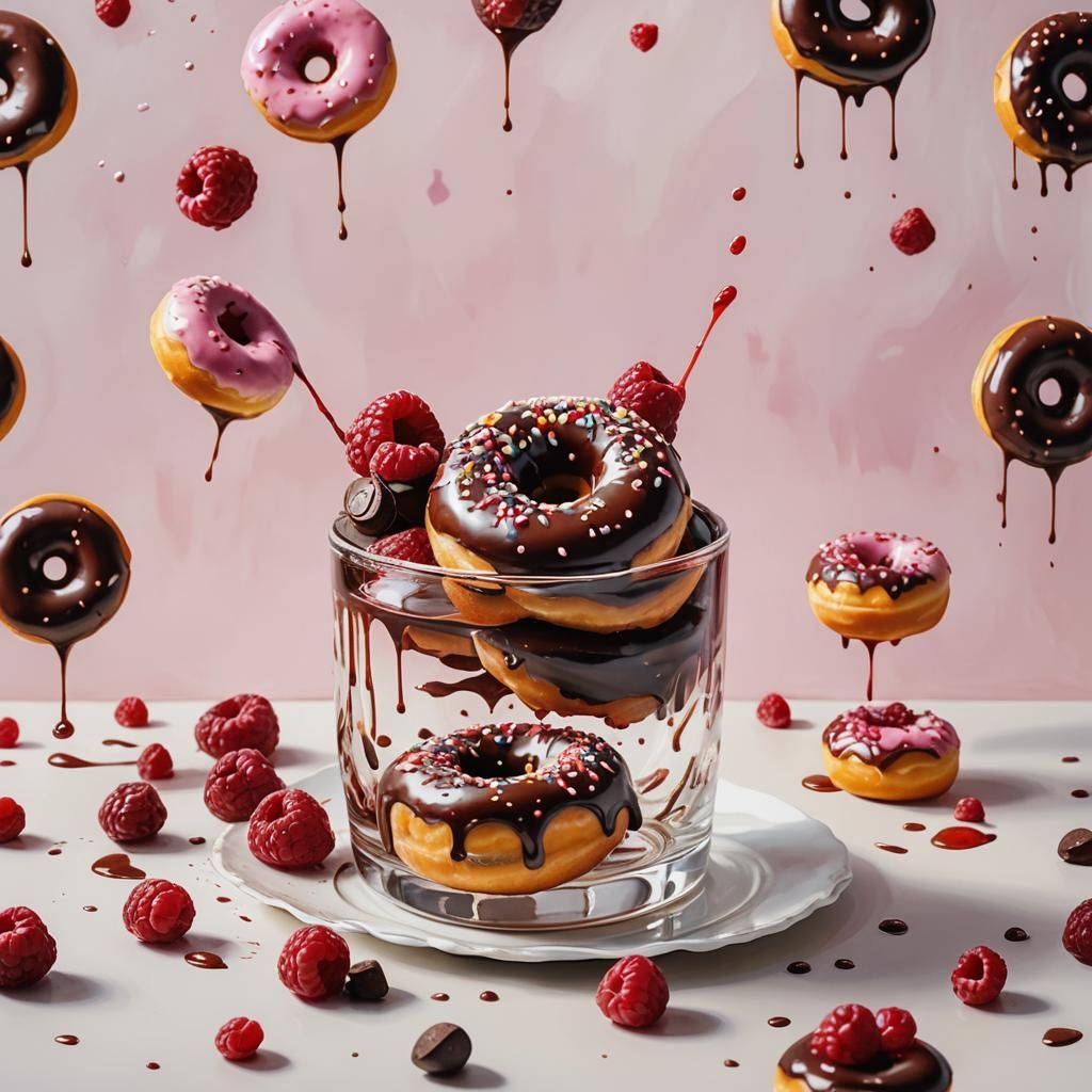 Delicious Donut Still Life in Oil Painting Style