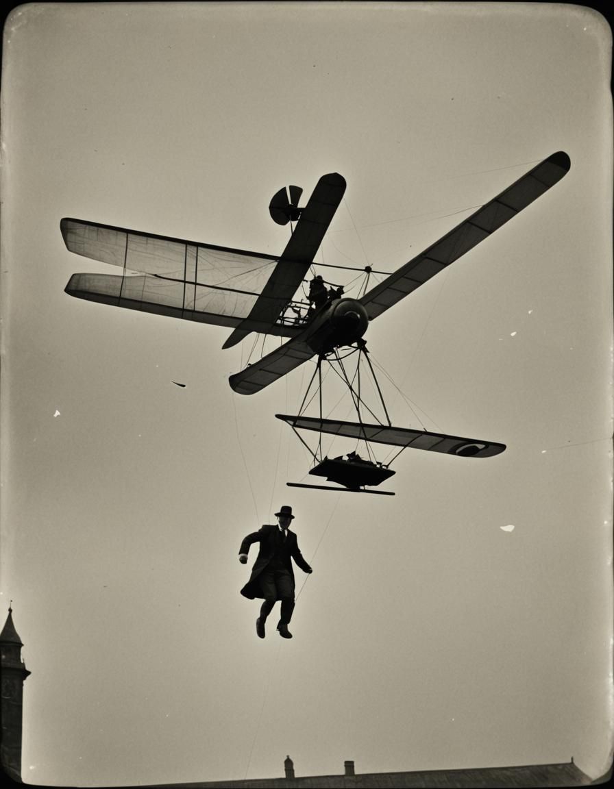 1920s Man Flies Ornithopter to Work
