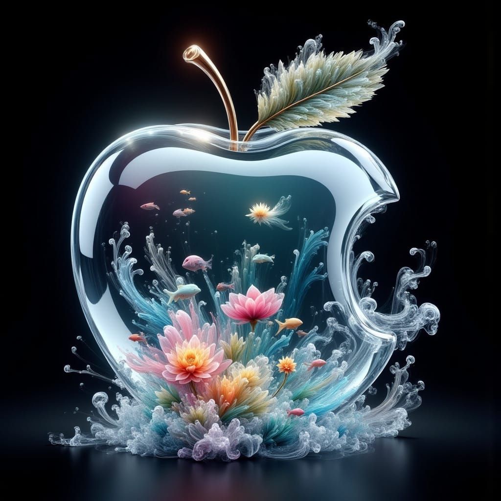 Crystal Apple with Underwater Worlds, Luxury Aesthetic