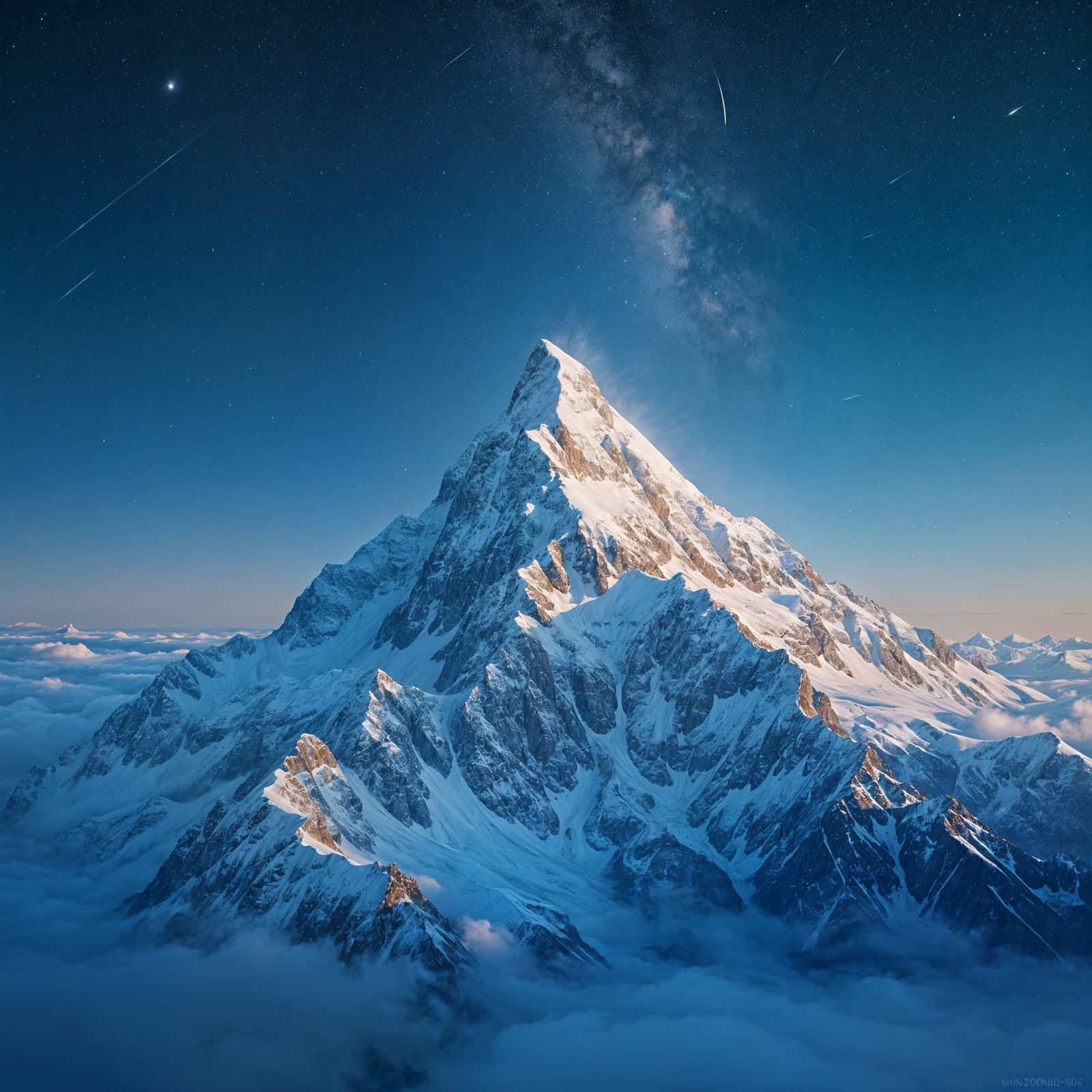 Snowcapped Mountain Under Starry Night Sky