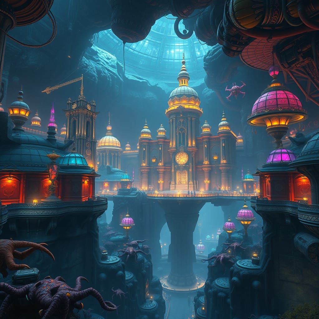 Underground Metropolis in Vivid, Hyper-Realistic Detail