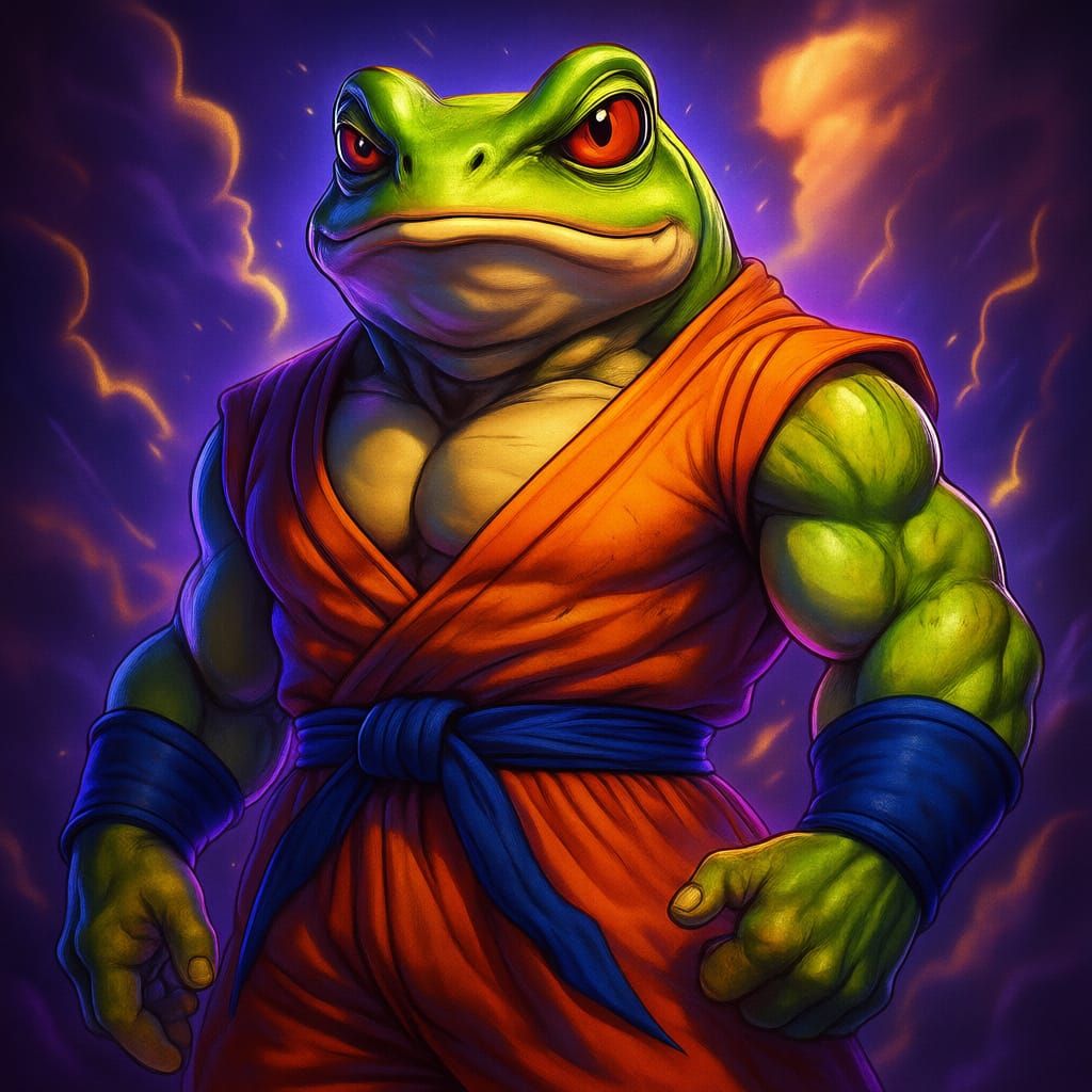 Heroic Frog Warrior in Anime Style