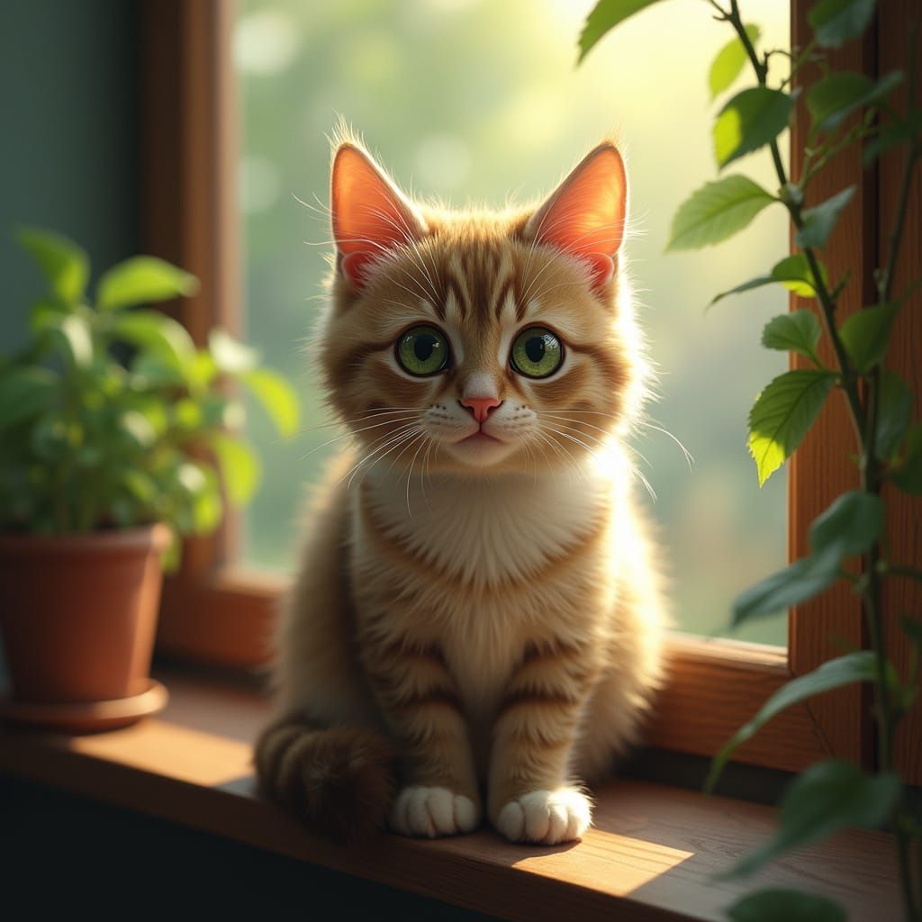 Realistic Cat in Natural Surroundings