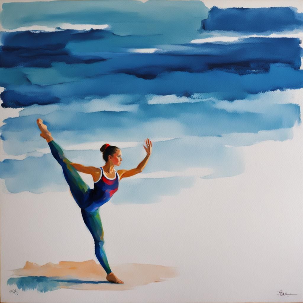 Impressionist Painting of a Woman Gymnast