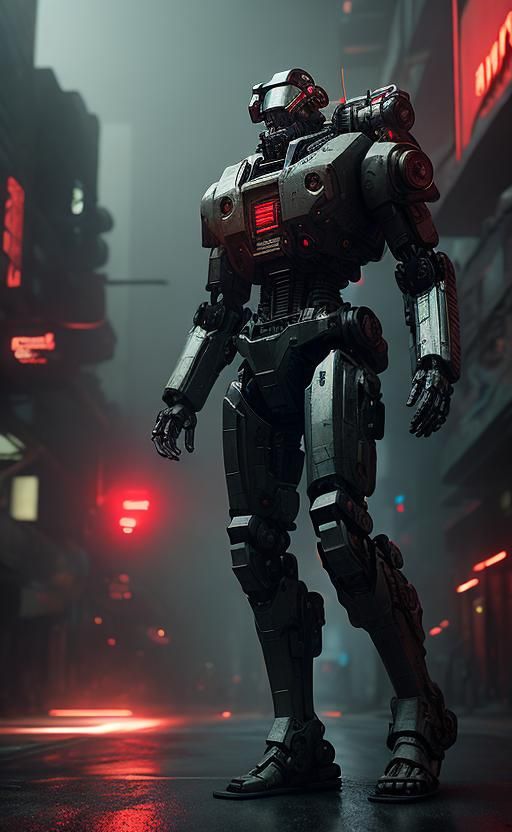 Mechwarrior in Cityscape with Battlemech