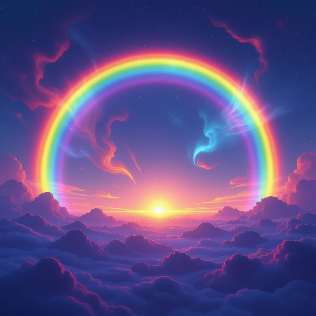 Cosmic Rainbow Sky Digital Matte Painting