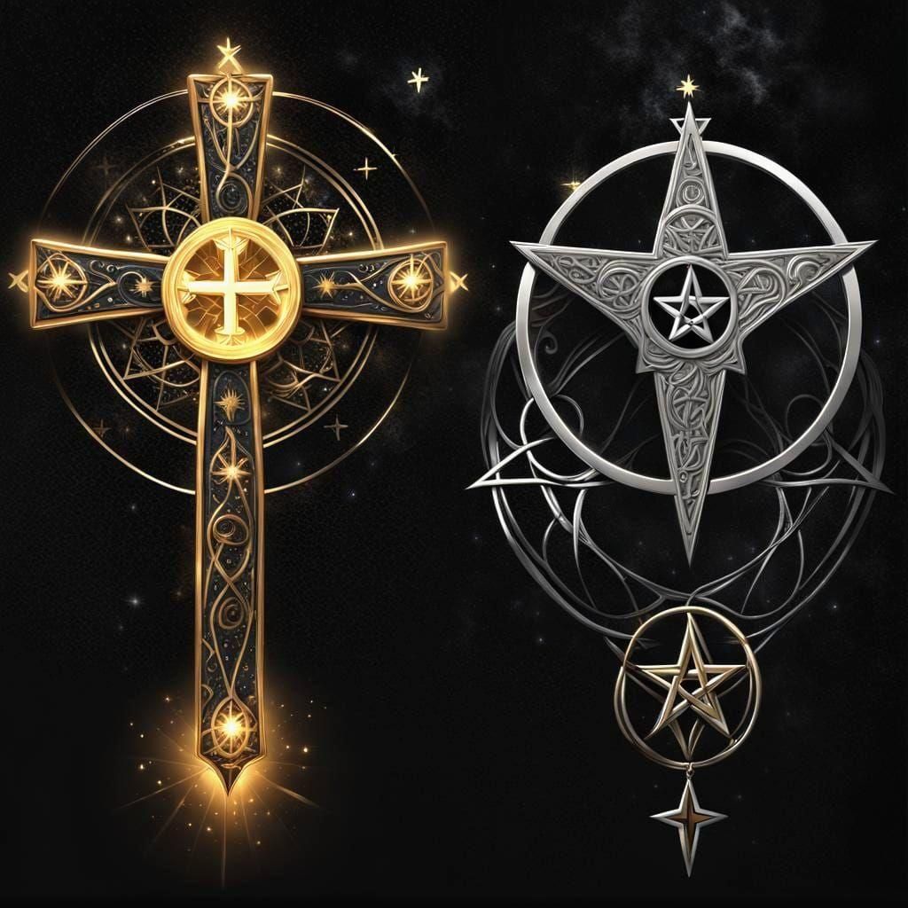 Golden Cross and Silver Pentacle in Cosmos