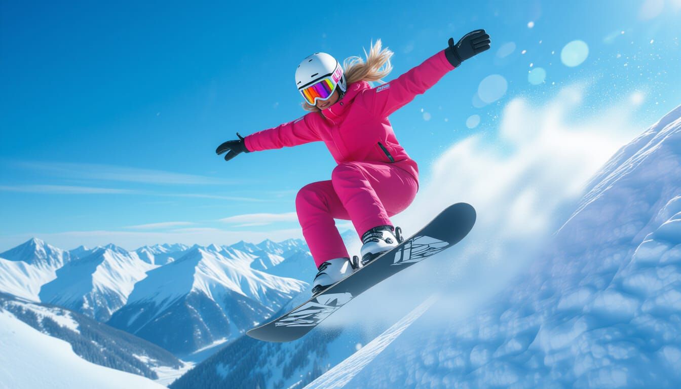 Snowboarder's Mid-Air Flip with Cinematic Lighting