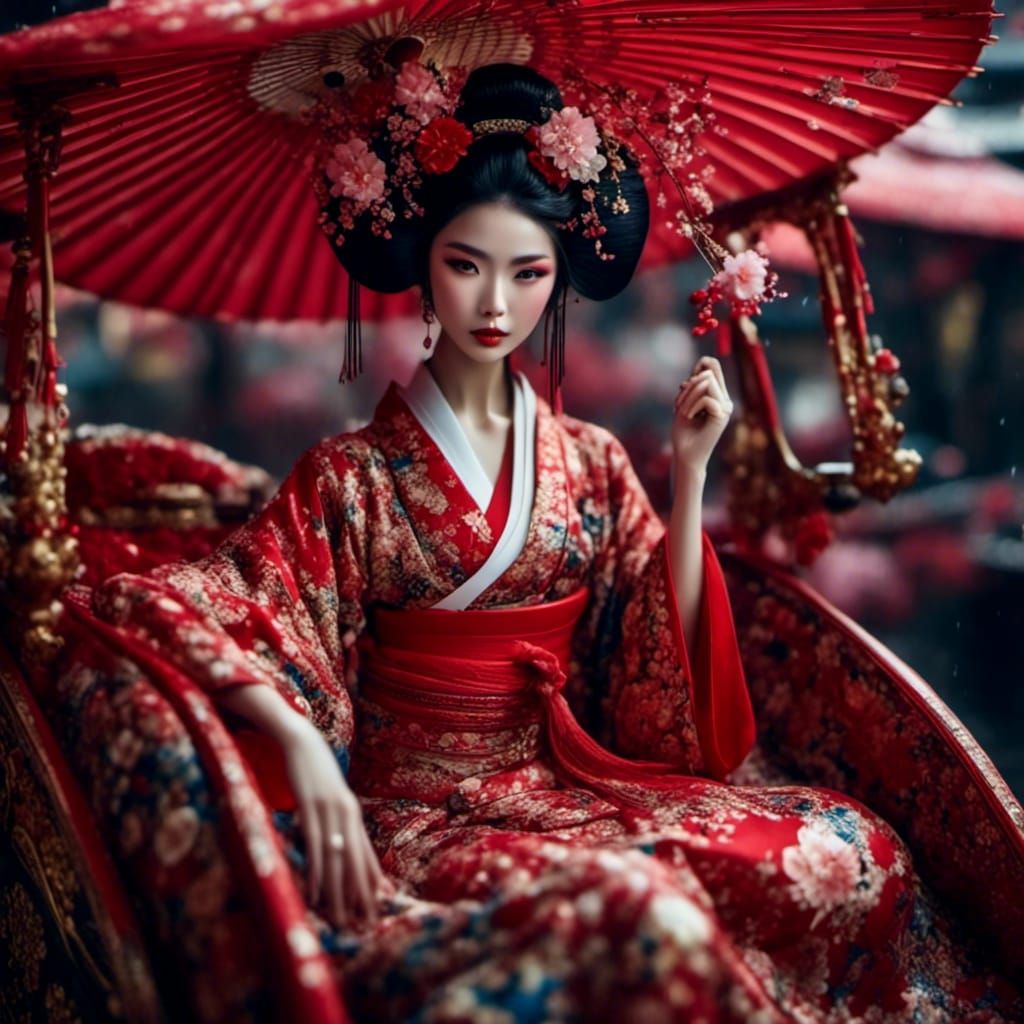 Geisha in Rickshaw: A Japanese Masterpiece