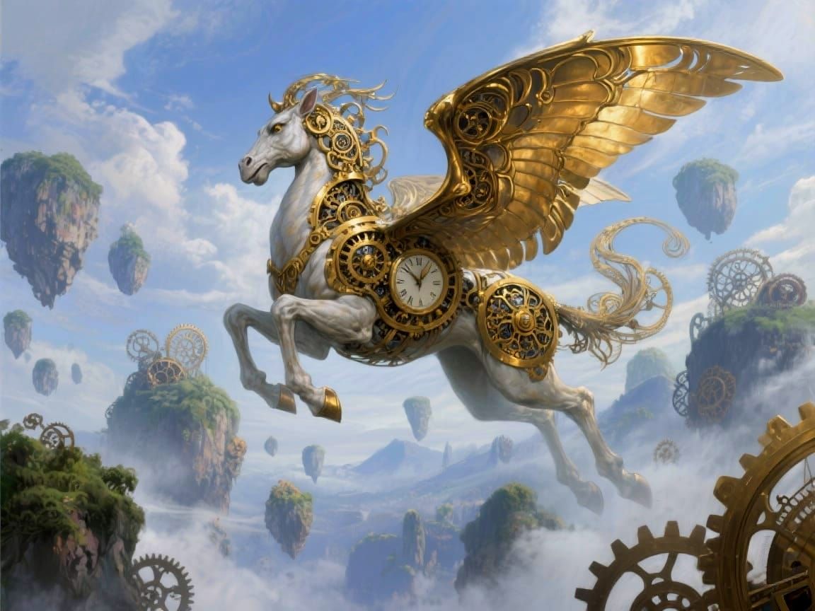 Clockwork Pegasus Soars Through Floating Islands