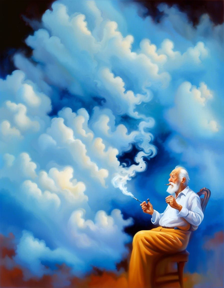Cloud Man Smoking Cloud Cigar