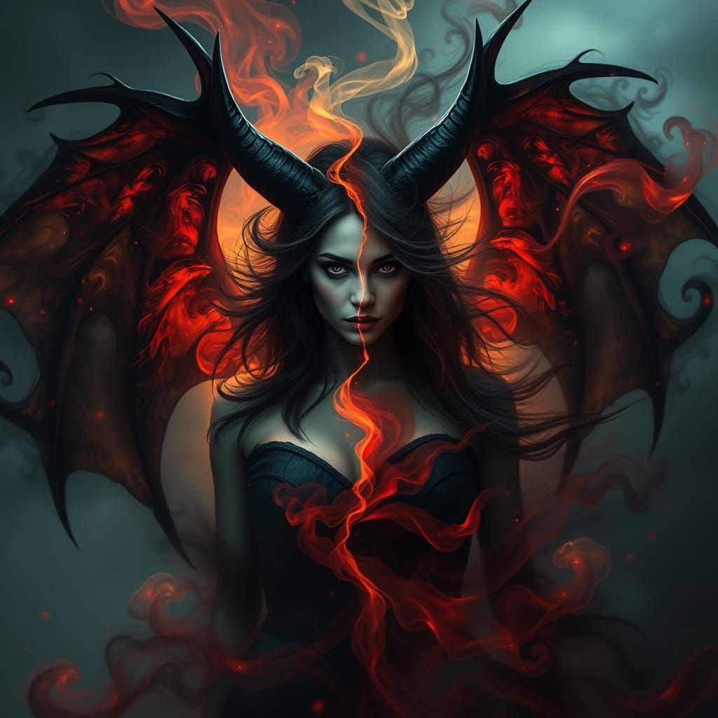 Ethereal Goddess with Inner Demonic Force