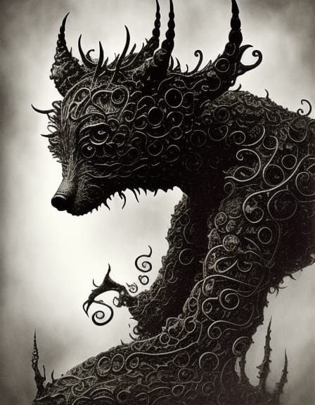 Hyperrealistic Bear Demon in Dark Fantasy Style