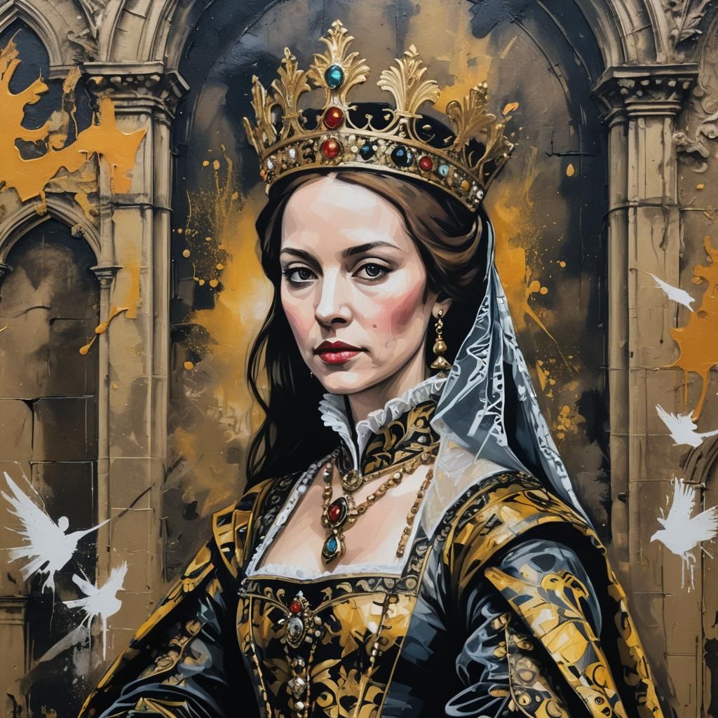 Anne Boleyn as Bird in Graffiti Street Art