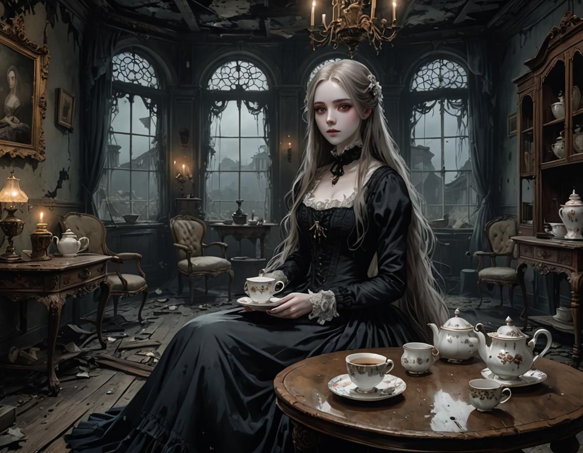 Ghostly Girl's Tea Party in Abandoned Manor