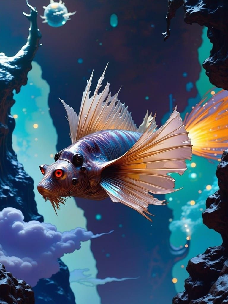 Lionfish Spaceship Embarks on a Cosmic Quest in Ethereal Dre...