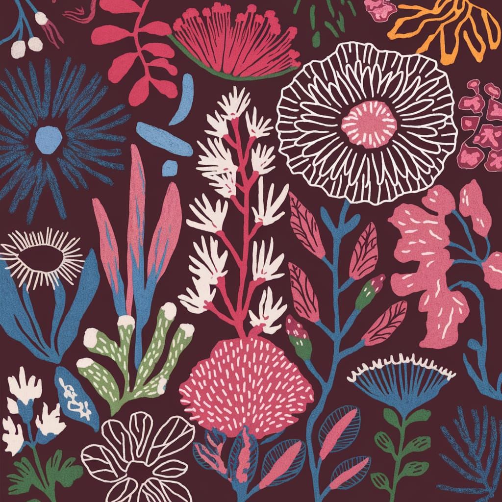 Low Sapphire Botanic Abstract Texture