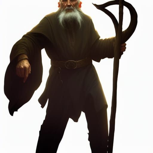 Deckard Cain: Vizjerei Mage in Dark Fantasy Style