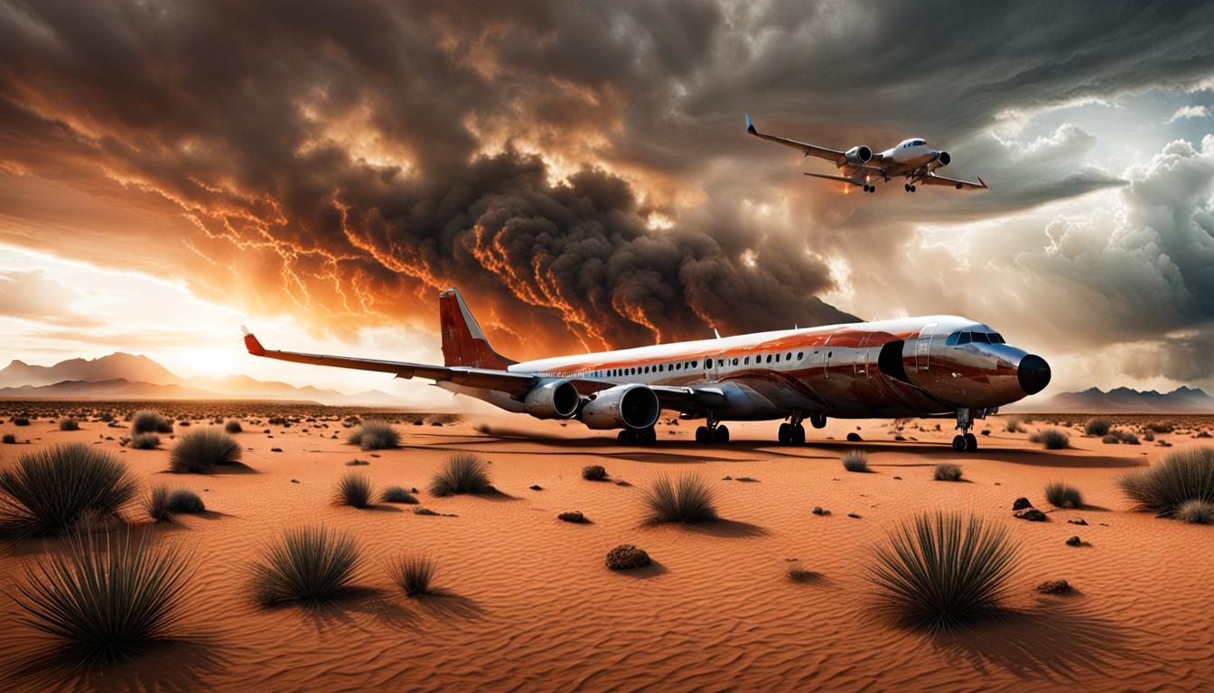 Apocalyptic Desert Airplane Wreckage