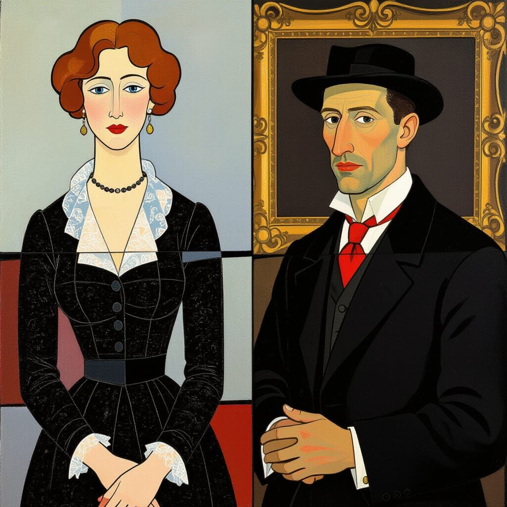 Giraffe-Hog Hybrid in Style of Modigliani and Holbein