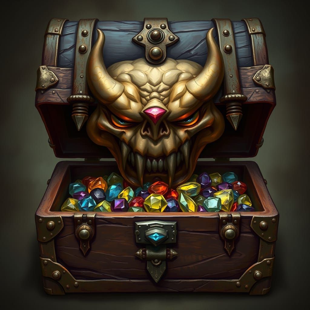 Fantasy Chest Mimic with Jewels