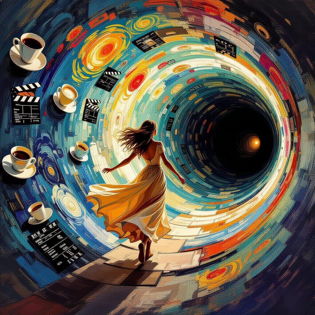 Lady in Tunnel: A Vibrant 3D Digital Illustration