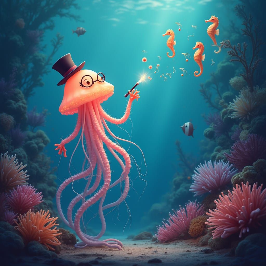 Ethereal Jellyfish Maestro Conducts Seahorse Orchestra in Vi...