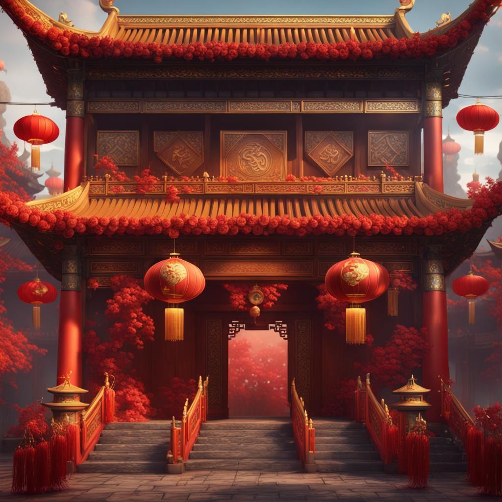 Fantastical Chinese New Year Matte Painting