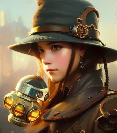 Chibi Steampunk Corn Snake, Digital Illustration